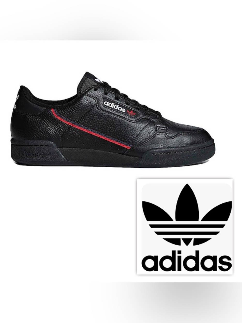NWT $176 adidas Women 7.5 Men 6 Continental 80 Black Red Leather Athletic Shoes